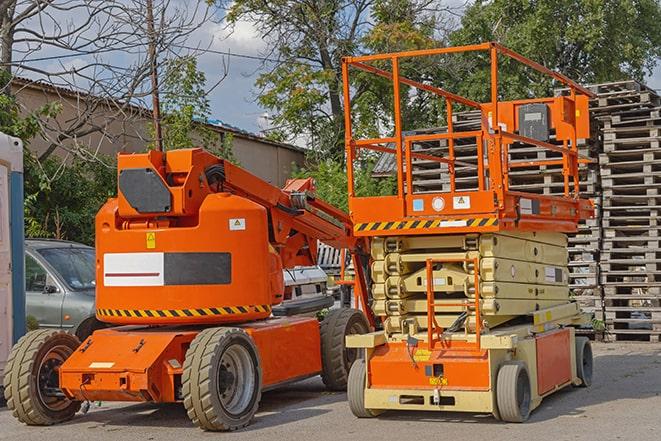 stocking inventory with warehouse forklift in Grand Terrace CA