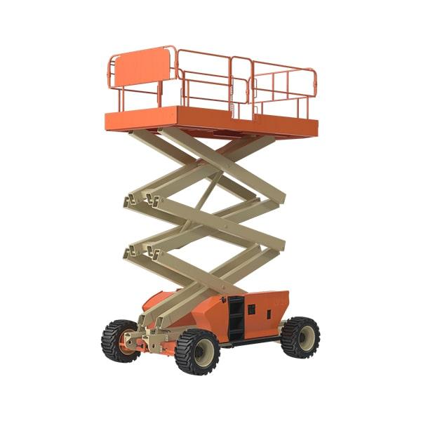 scissor lifts are commonly used for material handling and are capable of lifting heavy equipment